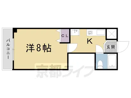 京阪電気鉄道京阪線 清水五条駅 徒歩4分 3階建 築42年(1K/2階)の間取り写真