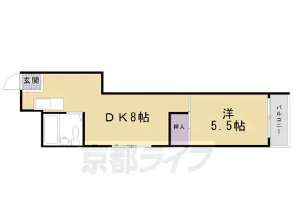 京阪電気鉄道京阪線 七条駅 徒歩5分 4階建 築40年(1DK/3階)の間取り写真