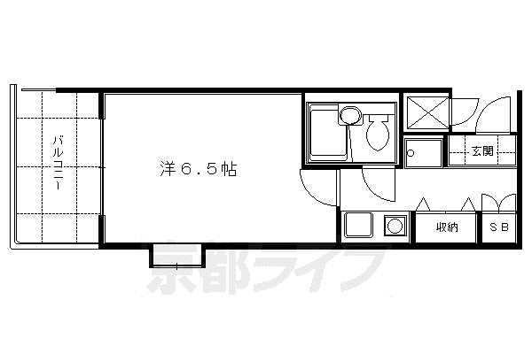 DETOM-1城南宮道(1K/5階)の間取り写真