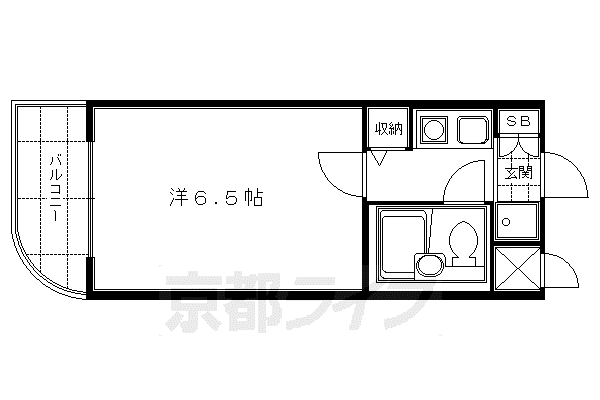 DETOM-1城南宮道(1K/3階)の間取り写真
