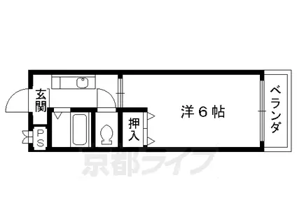 京阪電気鉄道京阪線 東福寺駅 徒歩5分 3階建 築32年(1K/3階)の間取り写真