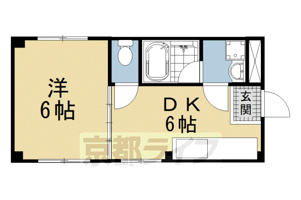 京阪電気鉄道京阪線 丹波橋駅 徒歩10分 3階建 築38年(1DK/1階)の間取り写真
