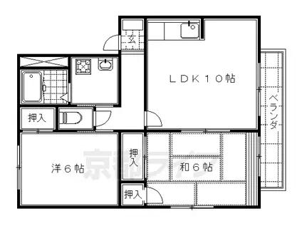 奈良線 桃山駅 徒歩7分 2階建 築33年(2LDK/1階)の間取り写真