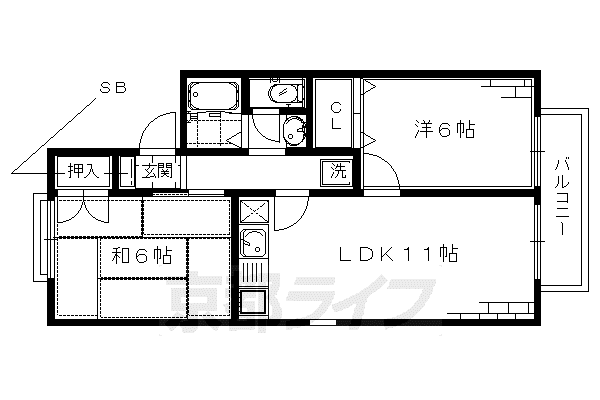 セジュール久宝寺(2LDK/2階)の間取り写真