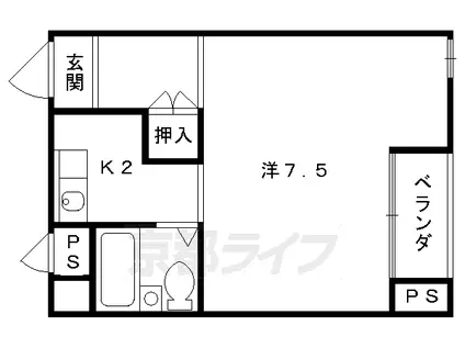オンジェームK(1K/2階)の間取り写真