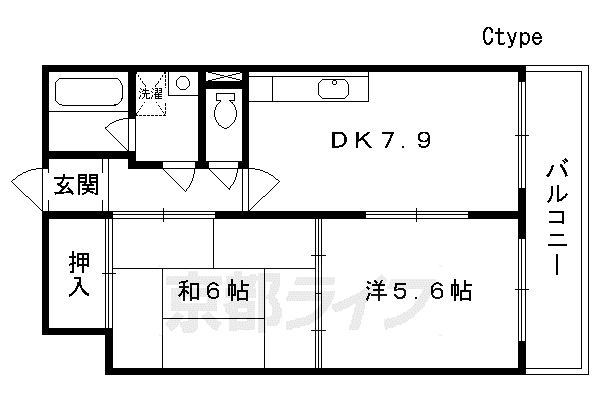 サンマンションナリマチ(2DK/4階)の間取り写真