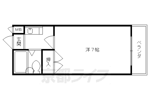 アークハイツ 城南宮(1K/1階)の間取り写真