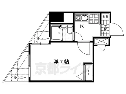 エスリード京都駅前(1K/7階)の間取り写真