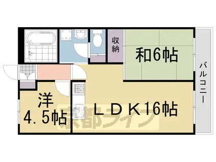 伏水ハイツ(2LDK/6階)の間取り写真