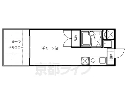 近鉄京都線 伏見駅(京都) 徒歩5分 3階建 築33年(1K/2階)の間取り写真