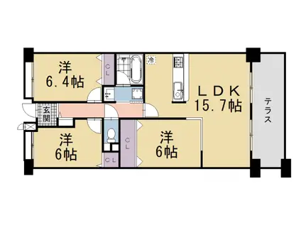 パデシオン桃山南(3LDK/1階)の間取り写真