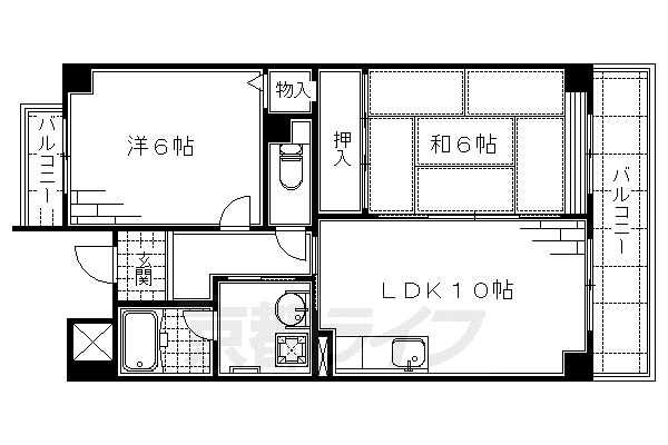 近鉄京都線 竹田駅(京都) 徒歩1分 6階建 築27年(2LDK/5階)の間取り写真