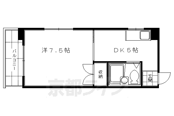 奈良線 JR藤森駅 徒歩18分 6階建 築38年(1DK/4階)の間取り写真