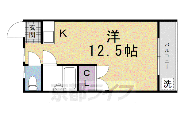 ヴィーヴル藤の森(ワンルーム/5階)の間取り写真