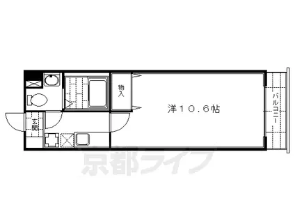京阪電気鉄道京阪線 丹波橋駅 徒歩3分 4階建 築26年(1K/4階)の間取り写真