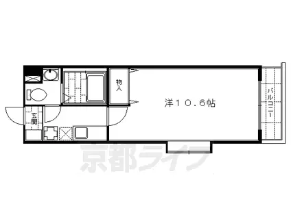 京阪電気鉄道京阪線 丹波橋駅 徒歩3分 4階建 築26年(1K/2階)の間取り写真