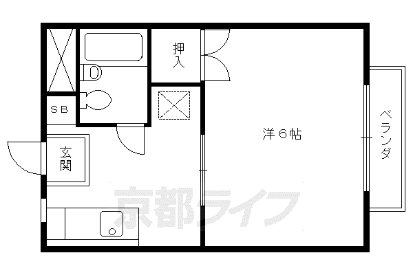 奈良線 宇治駅(JR) 徒歩7分 2階建 築39年(1K/1階)の間取り写真
