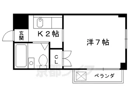 近鉄京都線 伏見駅(京都) 徒歩9分 3階建 築40年(1K/3階)の間取り写真