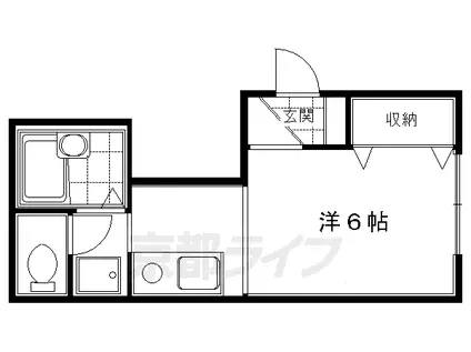 京阪電気鉄道京阪線 龍谷大前深草駅 徒歩6分 2階建 築30年(1K/1階)の間取り写真