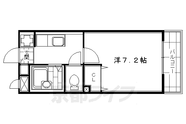 京阪電気鉄道京阪線 藤森駅 徒歩8分 2階建 築26年(1K/2階)の間取り写真