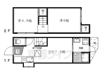 京阪電気鉄道京阪線 淀駅 徒歩18分 2階建 築46年(2DK/1階)の間取り写真