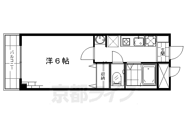 京阪電気鉄道京阪線 丹波橋駅 徒歩12分 2階建 築27年(1K/1階)の間取り写真