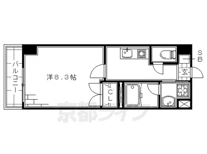 近鉄京都線 伏見駅(京都) 徒歩7分 3階建 築24年(1K/3階)の間取り写真