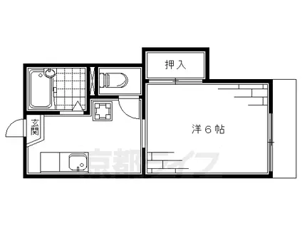 京阪電気鉄道京阪線 丹波橋駅 徒歩3分 2階建 築35年(1K/1階)の間取り写真
