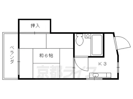 京阪電気鉄道京阪線 丹波橋駅 徒歩12分 3階建 築43年(1K/3階)の間取り写真