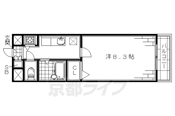ピュア12(1K/1階)の間取り写真