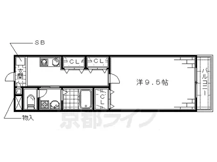 京都市烏丸線 くいな橋駅 徒歩1分 3階建 築23年(1K/1階)の間取り写真
