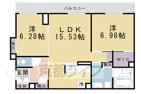 京阪電気鉄道京阪線 伏見桃山駅 徒歩4分 3階建 築2年(2LDK/2階)の間取り写真