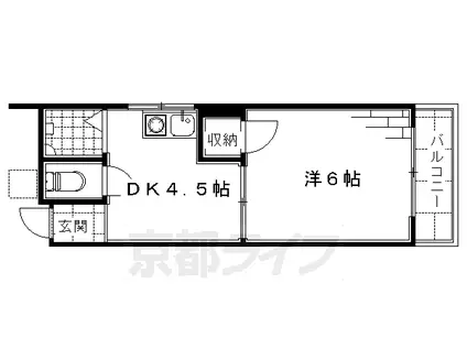 ベルエール桃山A(1DK/4階)の間取り写真