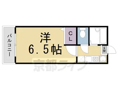 京阪電気鉄道京阪線 丹波橋駅 徒歩8分 3階建 築27年(1K/2階)の間取り写真