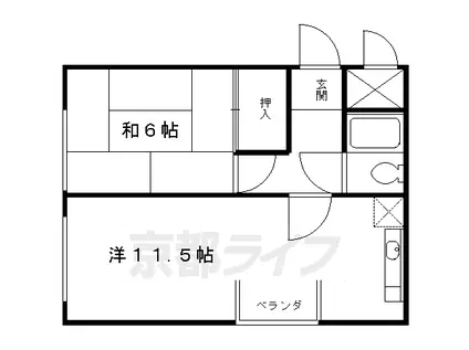 京阪電気鉄道京阪線 墨染駅 徒歩2分 3階建 築37年(1LDK/3階)の間取り写真