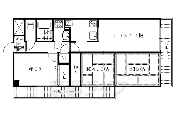 京阪電気鉄道京阪線 中書島駅 徒歩7分 7階建 築38年(3LDK/5階)の間取り写真