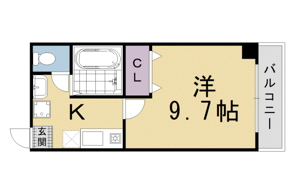 京都市烏丸線 五条駅(京都市営) 徒歩6分 5階建 築23年(1K/3階)の間取り写真