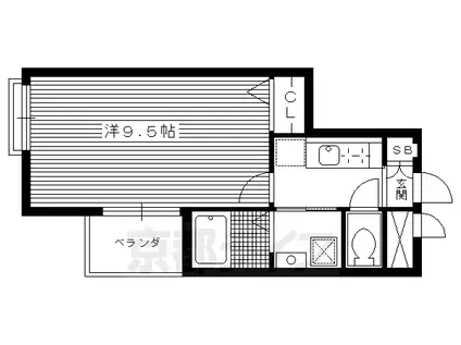 叡山電鉄 元田中駅 徒歩15分 4階建 築22年(1K/4階)の間取り写真