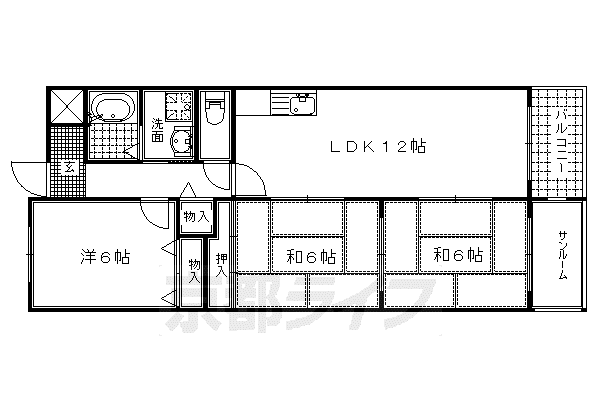 京阪電気鉄道京阪線 藤森駅 徒歩15分 3階建 築31年(3LDK/2階)の間取り写真