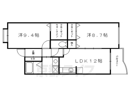 京阪電気鉄道宇治線 観月橋駅 徒歩12分 3階建 築22年(2LDK/1階)の間取り写真