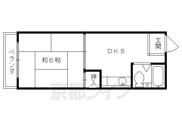 プレアール伏見深草(1DK/1階)の間取り写真