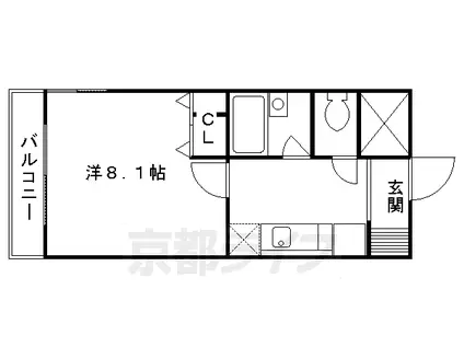 京阪電気鉄道宇治線 観月橋駅 徒歩6分 5階建 築21年(1K/2階)の間取り写真