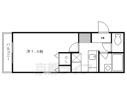 京阪電気鉄道宇治線 観月橋駅 徒歩6分 5階建 築21年(1K/5階)の間取り写真