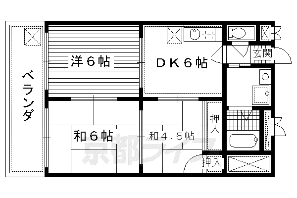 パールハイツイナリ(3DK/6階)の間取り写真