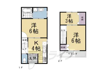 奈良線 JR藤森駅 徒歩6分 2階建 築61年(3K)の間取り写真