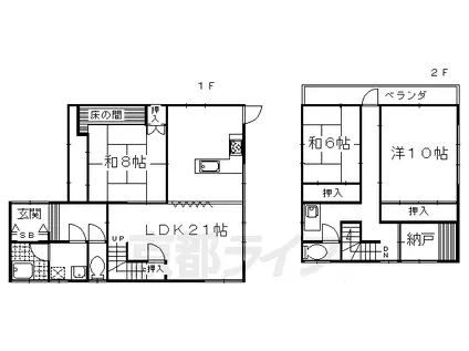 京阪電気鉄道京阪線 藤森駅 徒歩5分 2階建 築35年(3LDK)の間取り写真