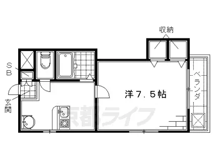 京阪電気鉄道京阪線 藤森駅 徒歩6分 2階建 築26年(1K/2階)の間取り写真