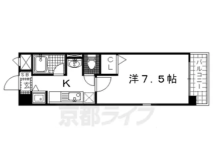 京阪電気鉄道京阪線 丹波橋駅 徒歩14分 4階建 築20年(1K/4階)の間取り写真