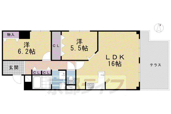 京阪電気鉄道京阪線 伏見桃山駅 徒歩2分 8階建 築42年(2LDK/4階)の間取り写真