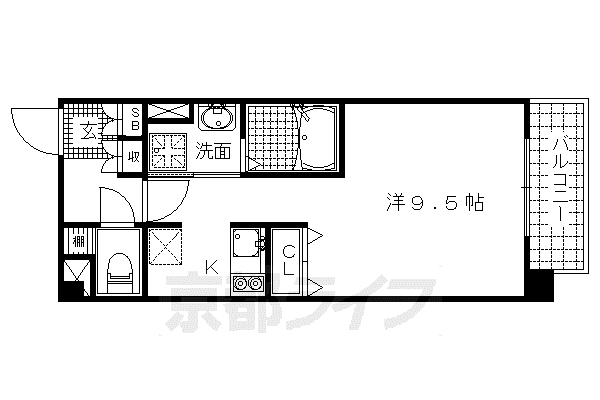 京阪電気鉄道京阪線 丹波橋駅 徒歩4分 3階建 築50年(1K/2階)の間取り写真